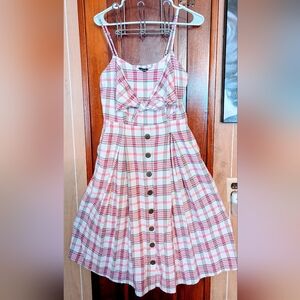 Pink and white plaid sundress